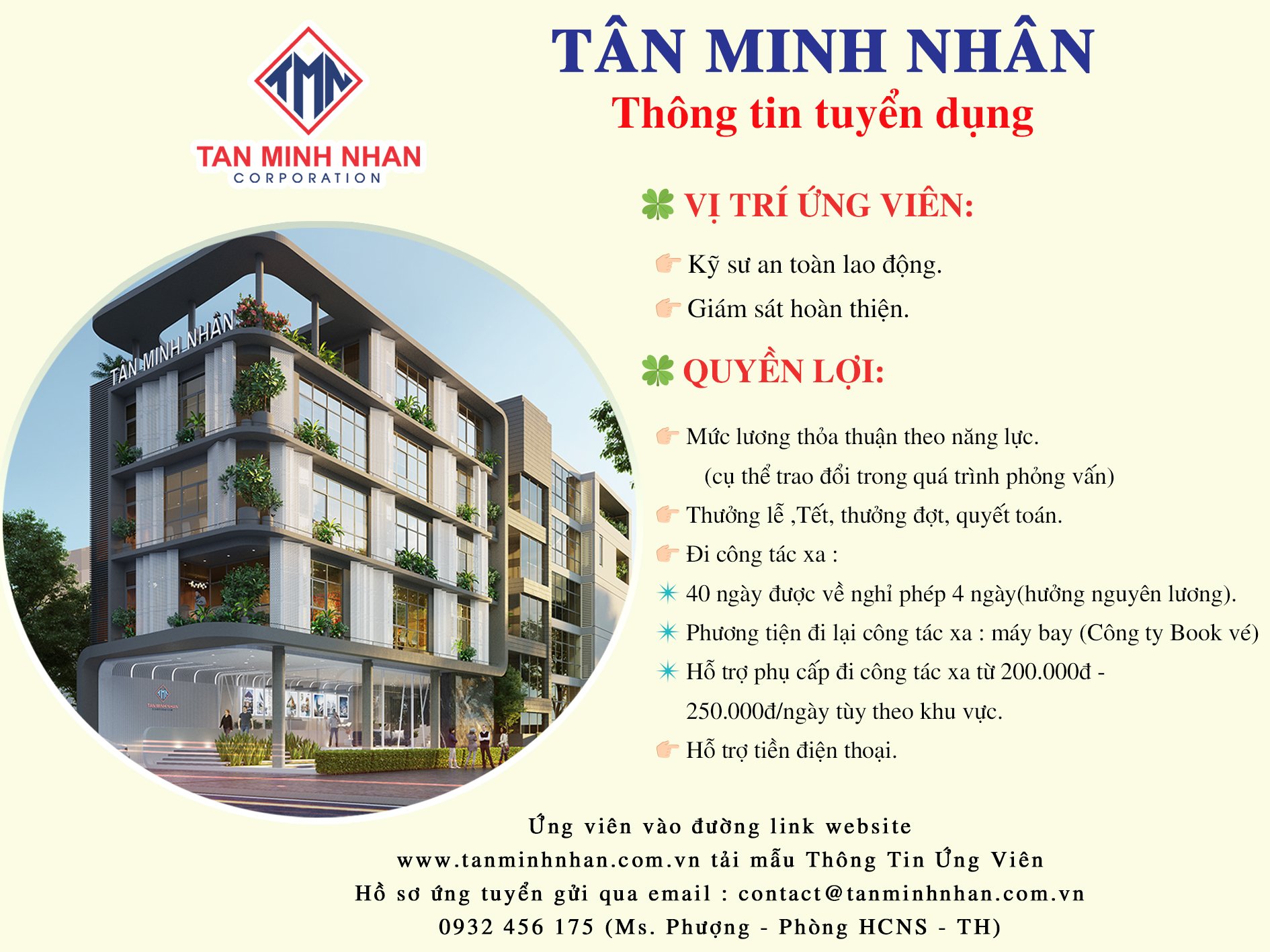 Tân Minh Nhân - tuyển dụng Kỹ sư An toàn lao động